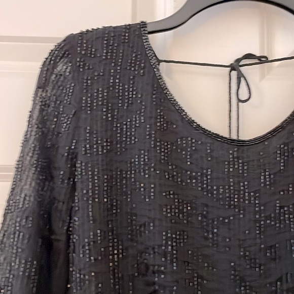 Free People black sequined 3/4 sleeve romper | Animal Instincts Playsuit | Sz 4 - Picture 5 of 11